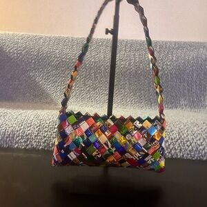Multicolor Woven Shoulder Bag